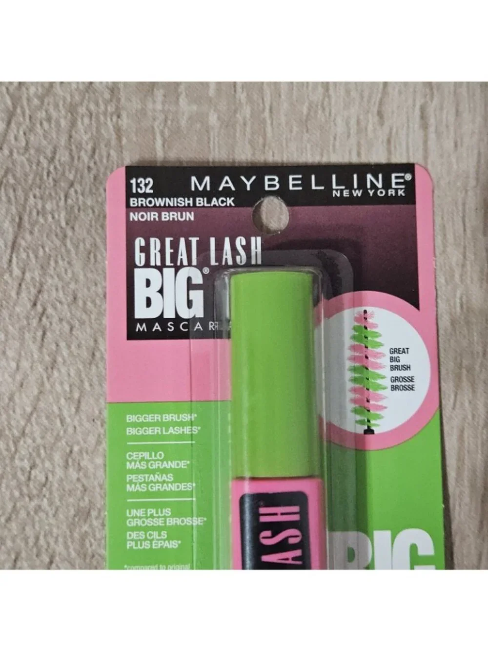 2 Maybelline Great Lash BIG #132 Brownish Black Mascara NEW SEALED CARDED